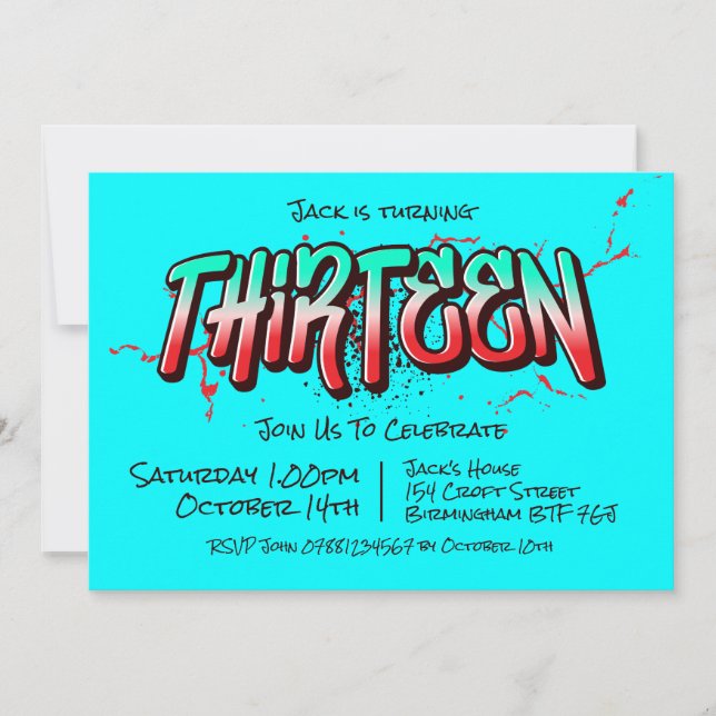 Convite Grafite Brilhante Treze (Frente)