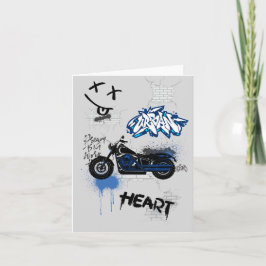 Convite Grafite de moto preto e azul cinza