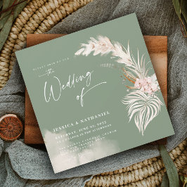 Convite Grama Pampas Moderna Verde Sage Boho Floral