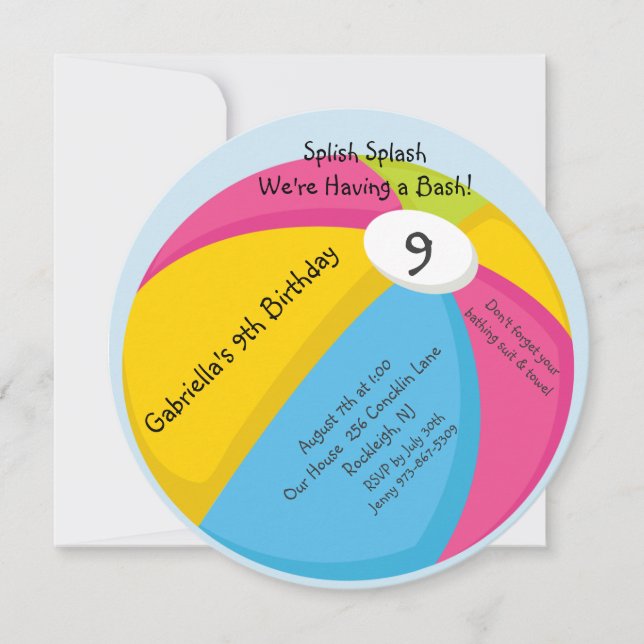 Convite grande, brilhante do aniversário da bola (Frente)