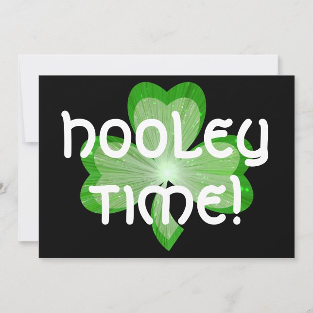 Convite grande 'Hooley Time!' trevo preto (Frente)