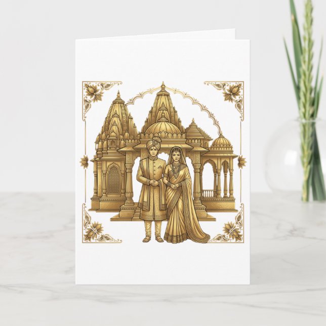 Convite Grande Templo Casamento Indiano   (Frente)