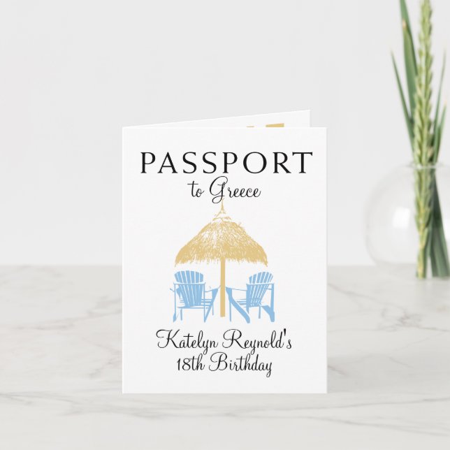 Convite Grécia Passaporte Aniversário Presente (Frente)