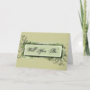 Convite Green Abstract Floral Be My Bridesmaid