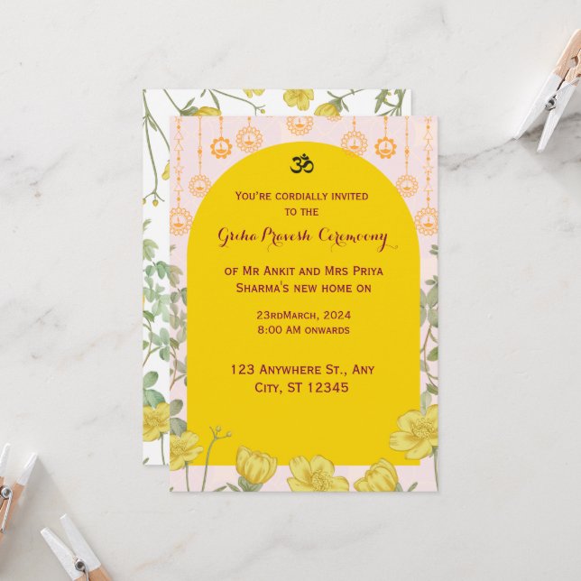 Convite GrihaPravesh (Frente/Verso In Situ)