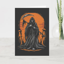 Convite Grim Reaper Cartoon in Sunset Graveyard