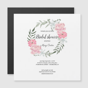Convite Grinalda de flores delicadas, peônias rosa