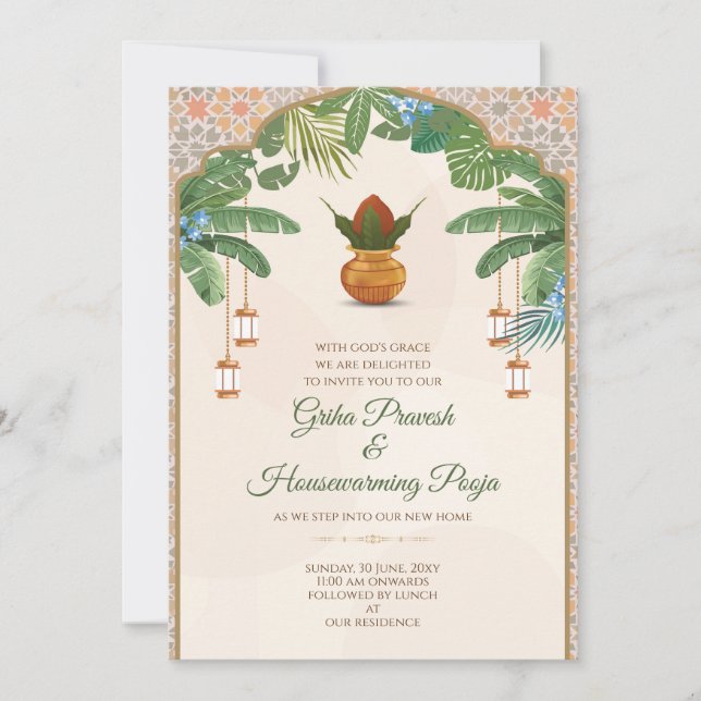 Convite Gruhapravesam Convite de Aquecimento da Ca (Frente)
