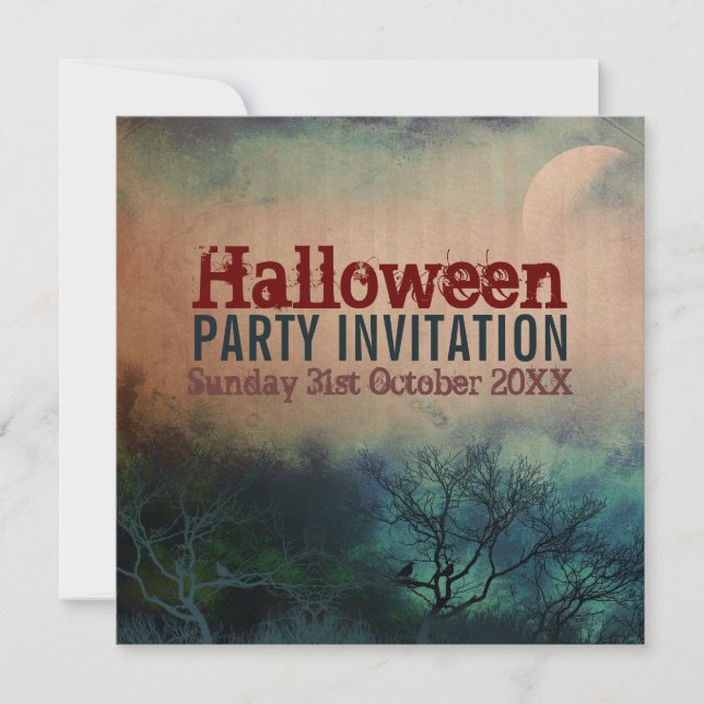 Convite Grunge da Lua de Halloween (Frente)