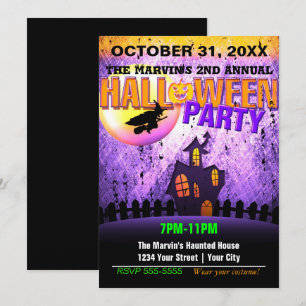 Convite Grunge de promoção de festa de Halloween e
