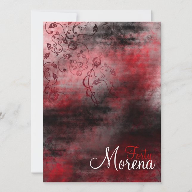 Convite Grunge Swirl Red (Frente)