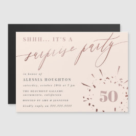 Convite Grupo Surpresa de Script Dourado Blush e Rosa