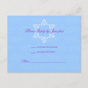Convite Hailey Bat Mitzvah com RSVP Damask