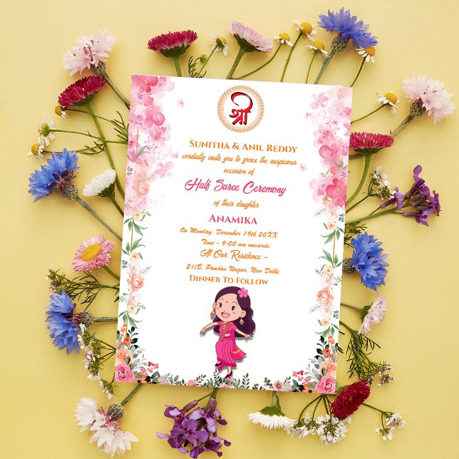 Convite Half Saree Ritu Kala Samskara (Criador carregado)