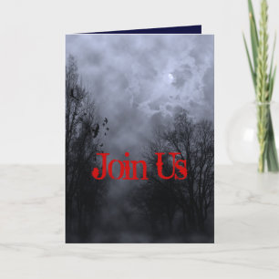 Convite Halloween Haunted Sky Blue Mist Custom Invitation