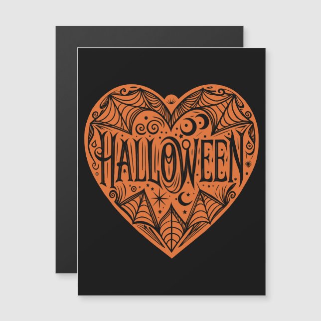 Convite Halloween Heart, Orange Heart Shape, Holiday (Frente/Verso)