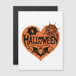 Convite Halloween Heart, Orange Heart Shape, Spider Web
