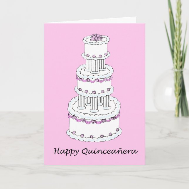 Convite Happy Quinceañera Cake (Frente)