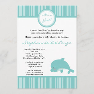 convite havaiano do chá de fraldas do golfinho do