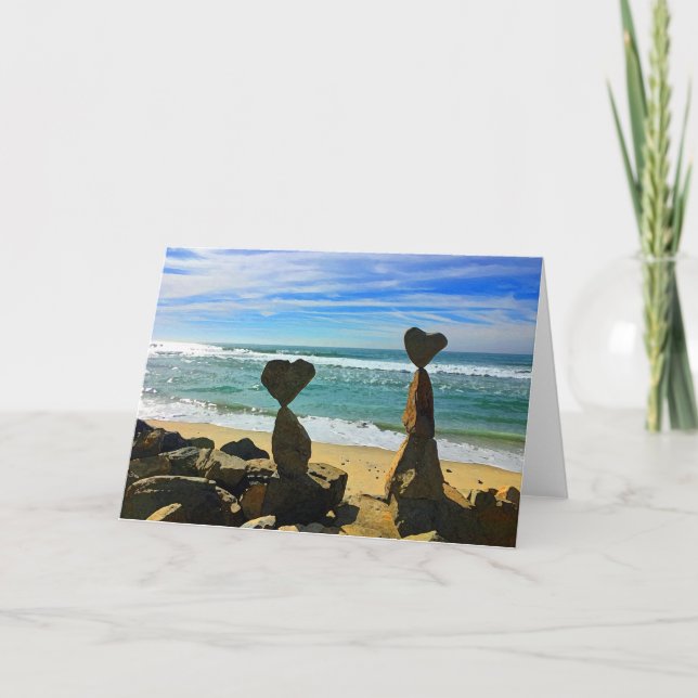 Convite Heart Beach Rocks (Frente)