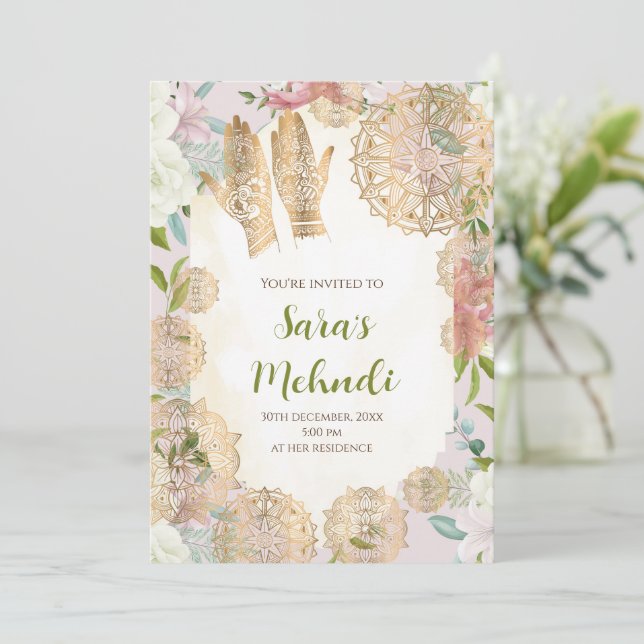 Convite Henna e convite Mehndi Convidar Mehndi (Em pé/Frente)