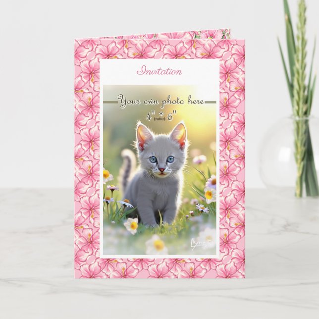 Convite Hibiscus & Lace PINK (Frente)