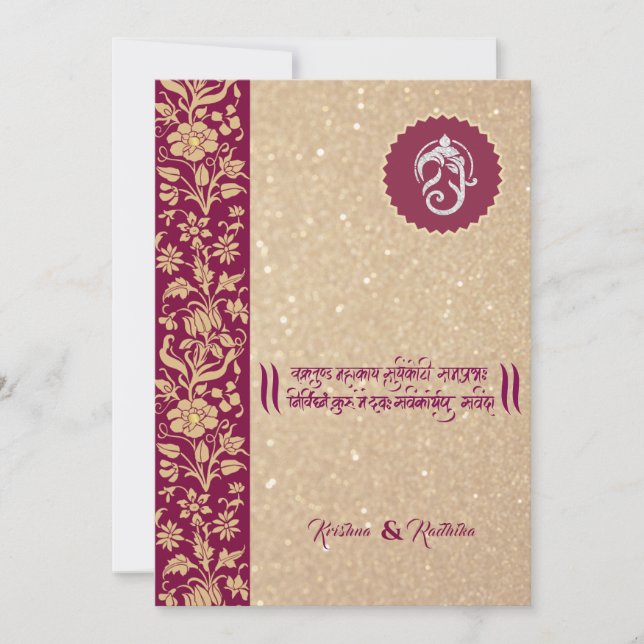 Convite hindu Ganesha para casamento indiano (Frente)
