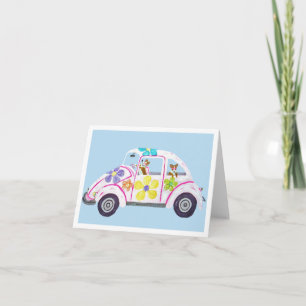 Convite Hippie Welsh Corgis no seu Carro do Amor de Filhos