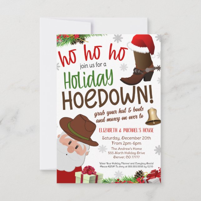 Convite Hoedown de Natal (Frente)
