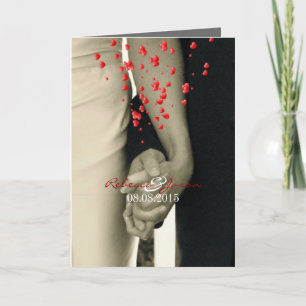 Convite holding hands Balack and white wedding