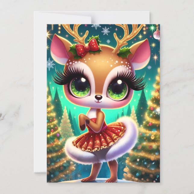 Convite Holiday Ballet Reindeer Star (Frente)