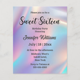 convite holográfico elegante sweet sixteen
