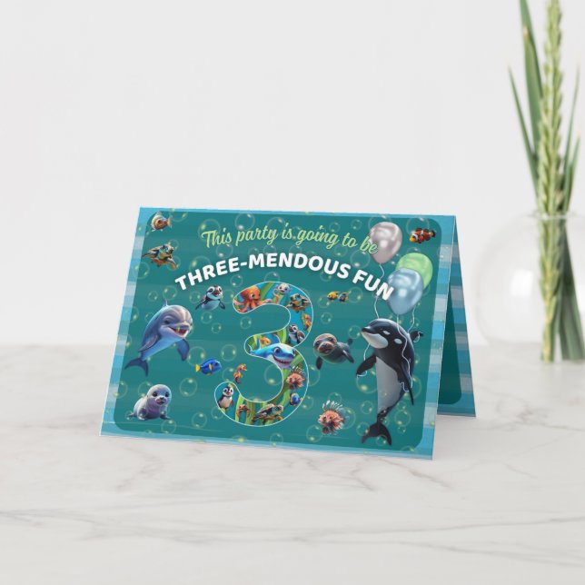 Convite Horizontal Dobrado Personalizado de 3 Part (Frente)