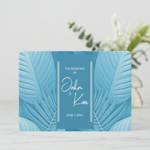 Convite Horizontal Horizontal de Casamento Teal Tr