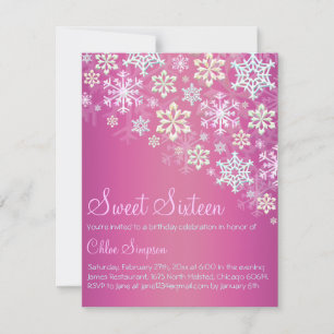 Convite Hot Pink Chic Snowflake Sweet16