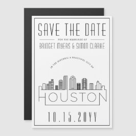 Convite Houston Wedding | Skyline Estilizado Salvar a Data
