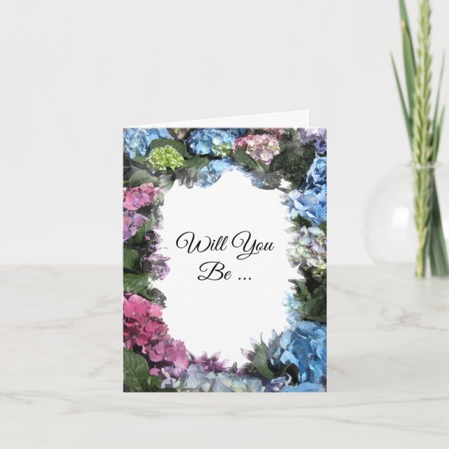 Convite Hydrangea Flower Frame Você Será Minha Bridesmaid (Frente)