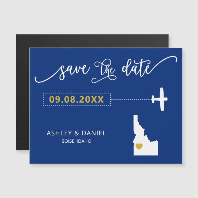 Convite Idaho Wedding Save the Date Card, Map (Frente/Verso)