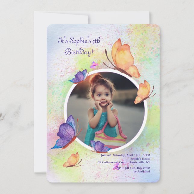 Convite ideal da foto da borboleta (Frente)