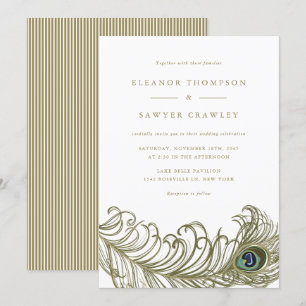 Convite II Para Casamento De Penas De Peacock Whim