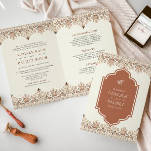Convite Ikat Borda Tudo em Um Casamento Sikh Anand Karaj