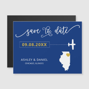 Convite Illinois Wedding Save the Date Card, Map