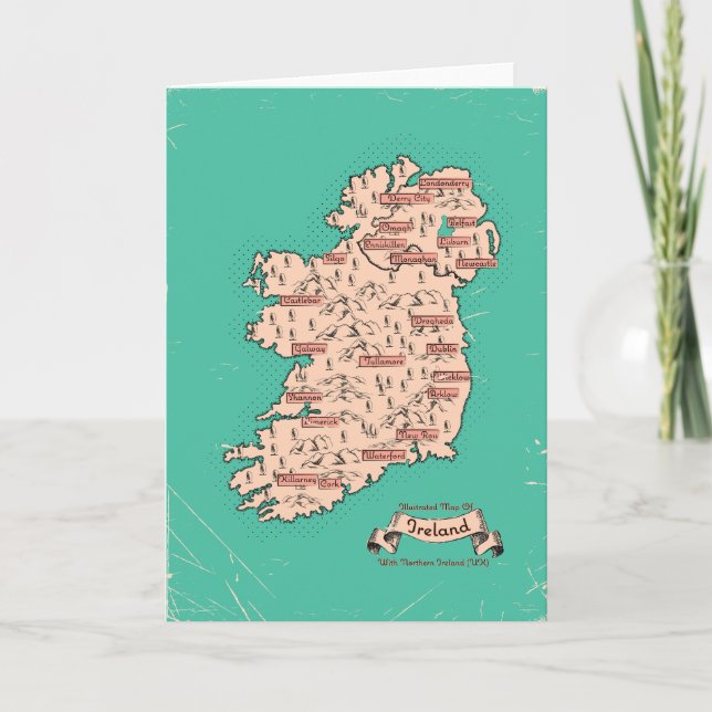 Convite Illustrated Travel map of Ireland (Frente)