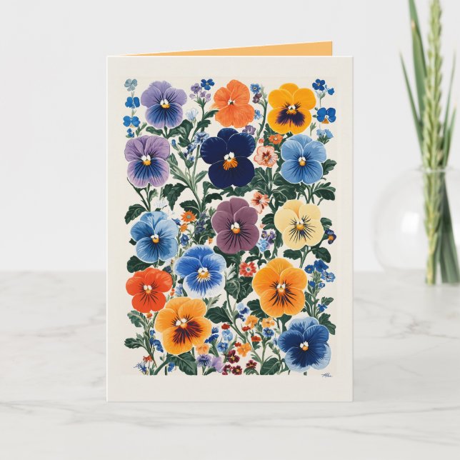 Convite Ilustração Floral Vibrante Pansy (Frente)