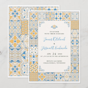 Convite Ilustrado de Casamento de Azulejo Mosaico 