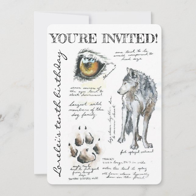 Convite Ilustrado Personalizado de Lobo Canis Lupu (Frente)