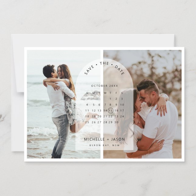 Convite Ímã de calendário com foto de Save the Date (Frente)