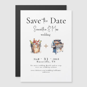 Convite Ímã de Casamento Cerveja & Churrasco Save the Date