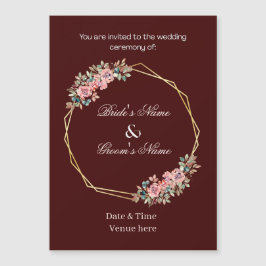 Convite Ímã de Casamento Geométrico Burgundy Elegante Lemb