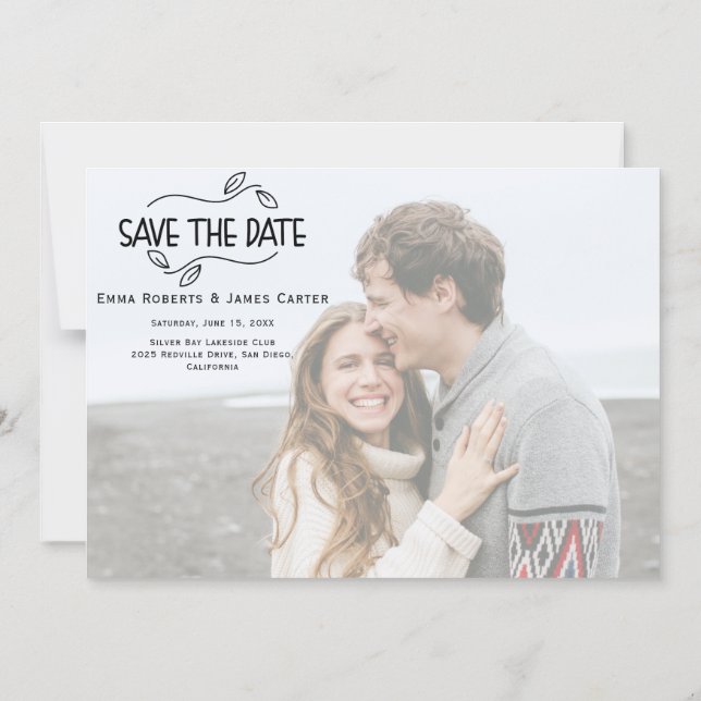 Convite Ímã de Foto Save the Date Moderno Chic (Frente)